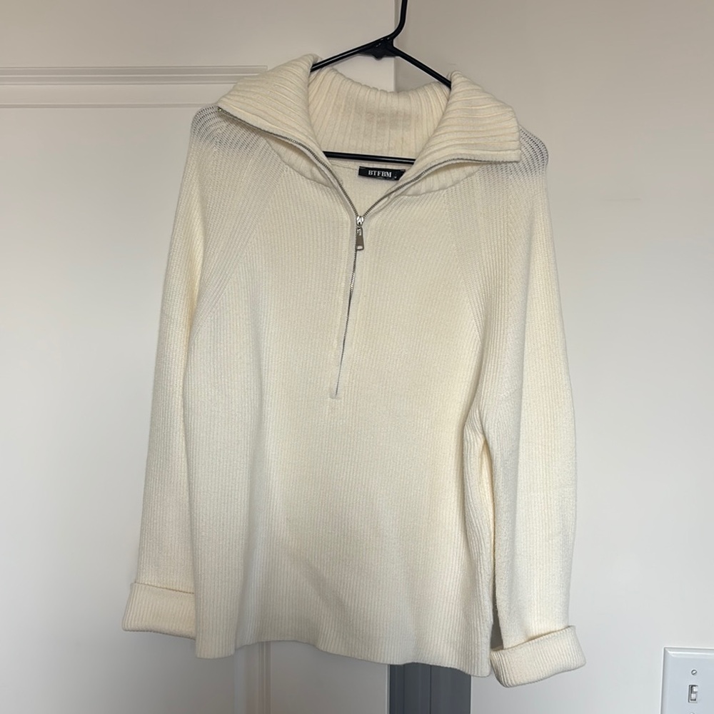 Cream Cowl Neck Sweater Soft Knit